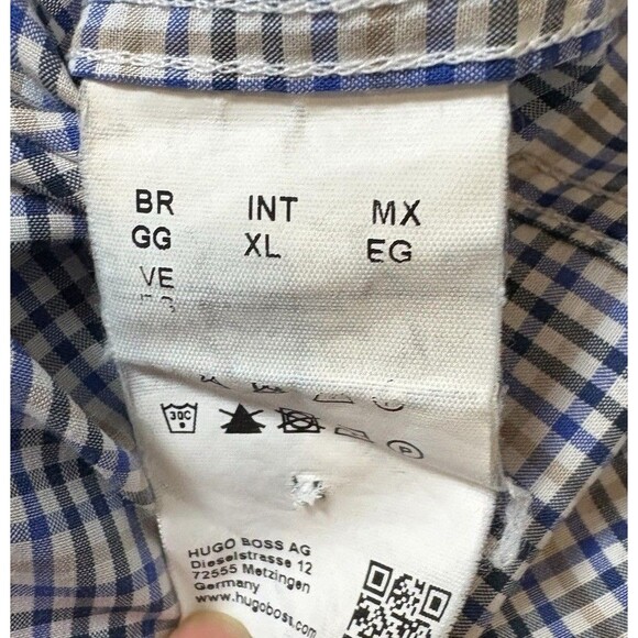 HUGO BOSS Modern Essentials Button Down Shirt Men's XL Reg Fit Blue White Check - Picture 5 of 11